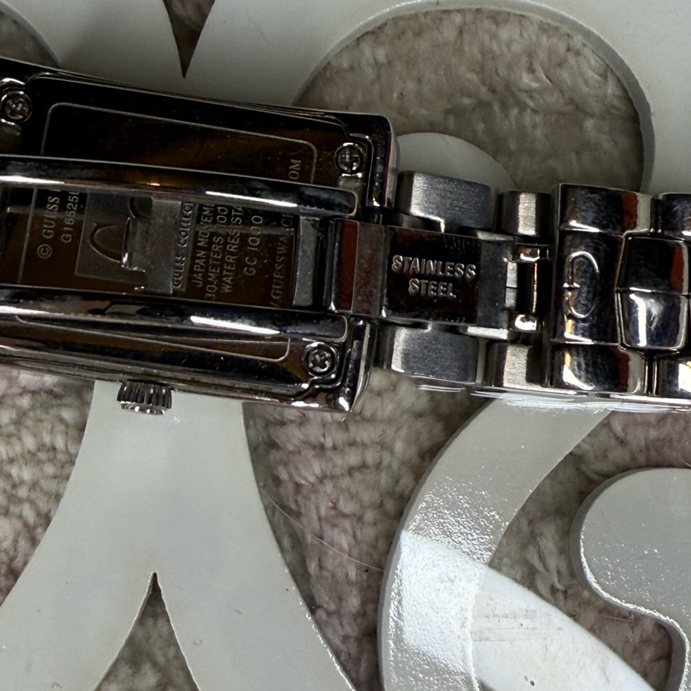 Guess Silver Watch With Black Rectangular Face - image 7